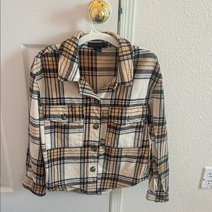 Tan and Black Plaid Shirt